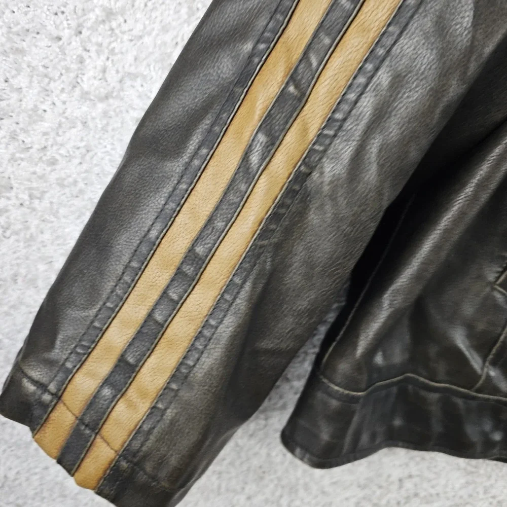 Vintage Arizona Jeans Co Faux Leather Racer Cafe Jacket Size 2XL Moto Quilted
